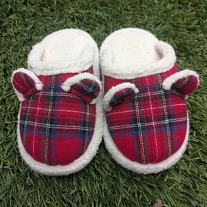 Plaid Red Kids Slippers